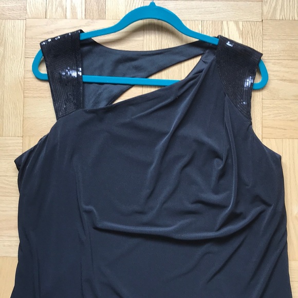NWT CALVIN KLEIN ASYMMETRICAL SEQUIN BLACK DRESS - Picture 3 of 8